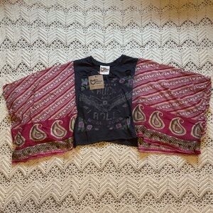 NWT The Morgan Factory Recycled Rock And Roll Boho One Size Oversized Tee